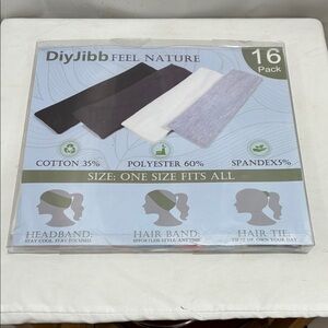 Women’s 16-Pack Cotton-Blend Headbands in Black, Dark Brown, NWT